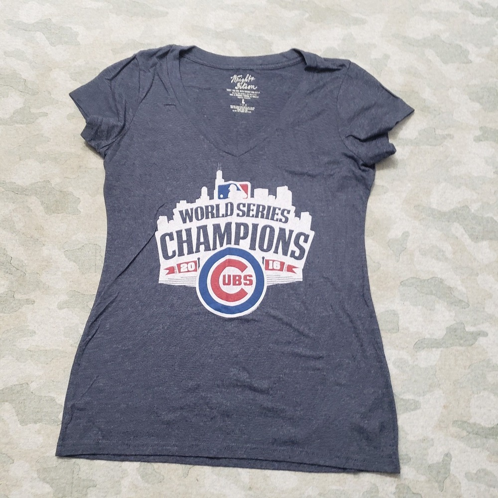 Chicago Cubs Top Womens Large Blue Wright & Ditson Short Sleeve
